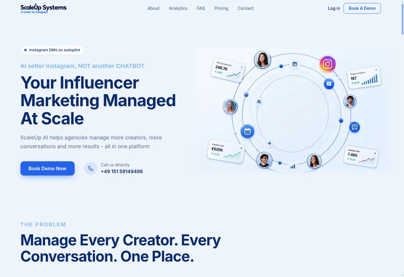 ScaleUp Systems homepage and product positioning on the public marketing website.