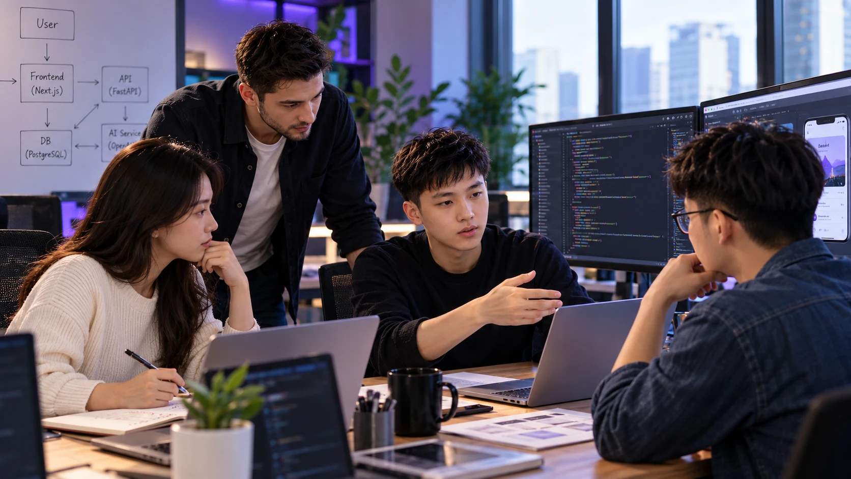 Illustrative scene of colleagues collaborating during architecture and deployment verification